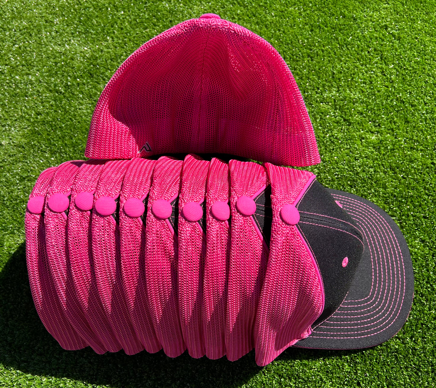 Black and Pink Fitted Hat