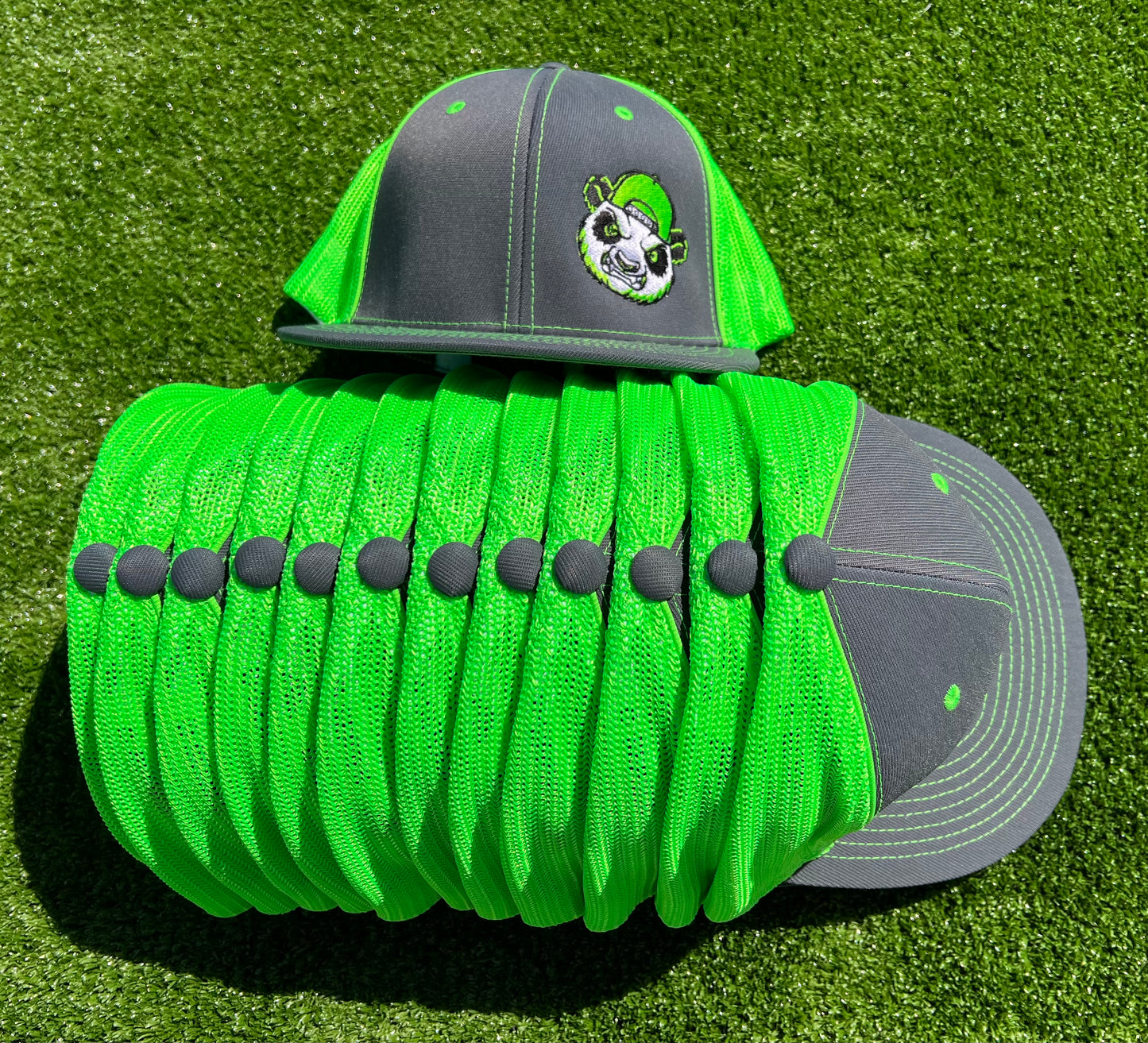 Gray and Neon Green Fitted Hat