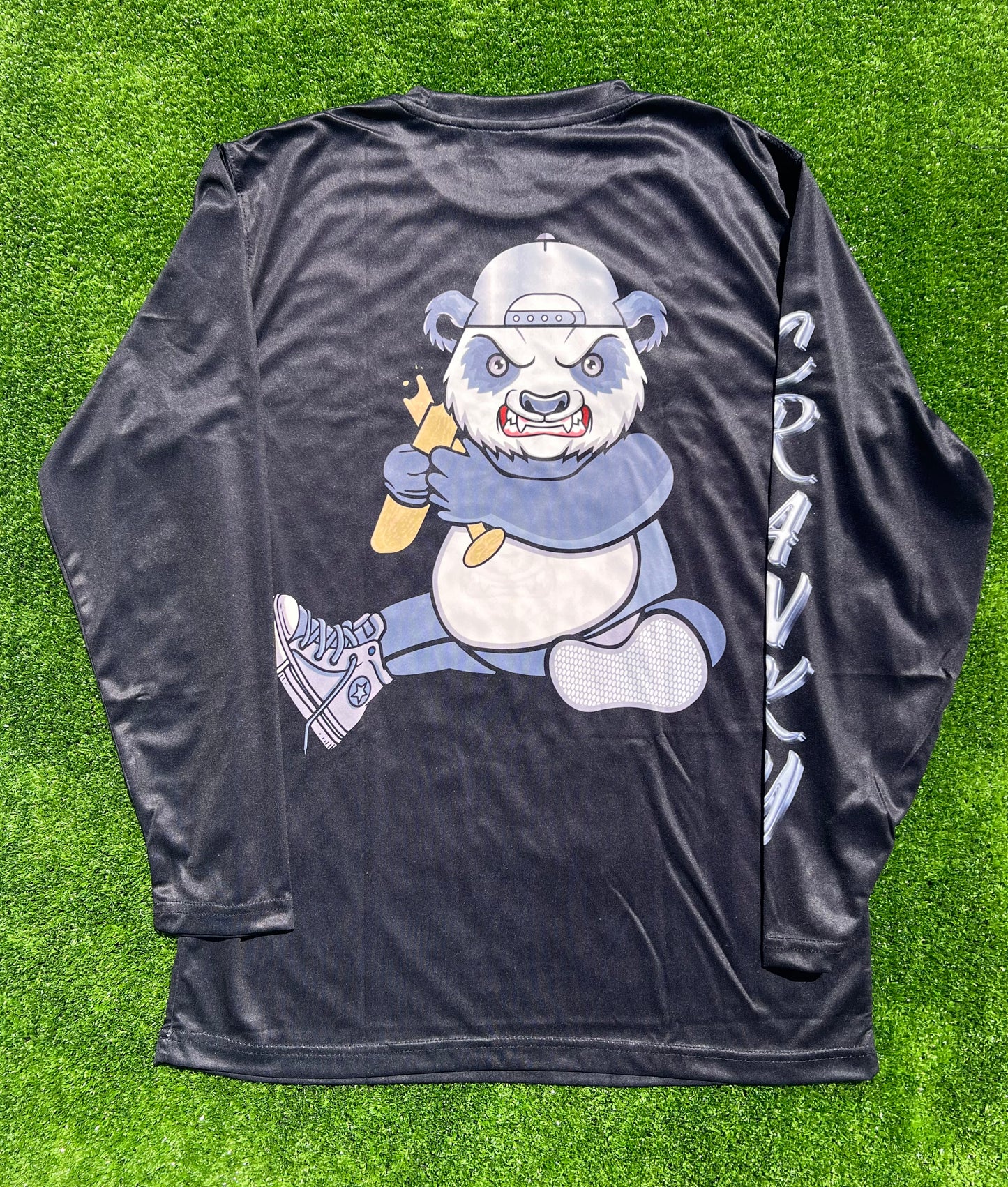 Black and Chrome Unisex Long Sleeve Jersey