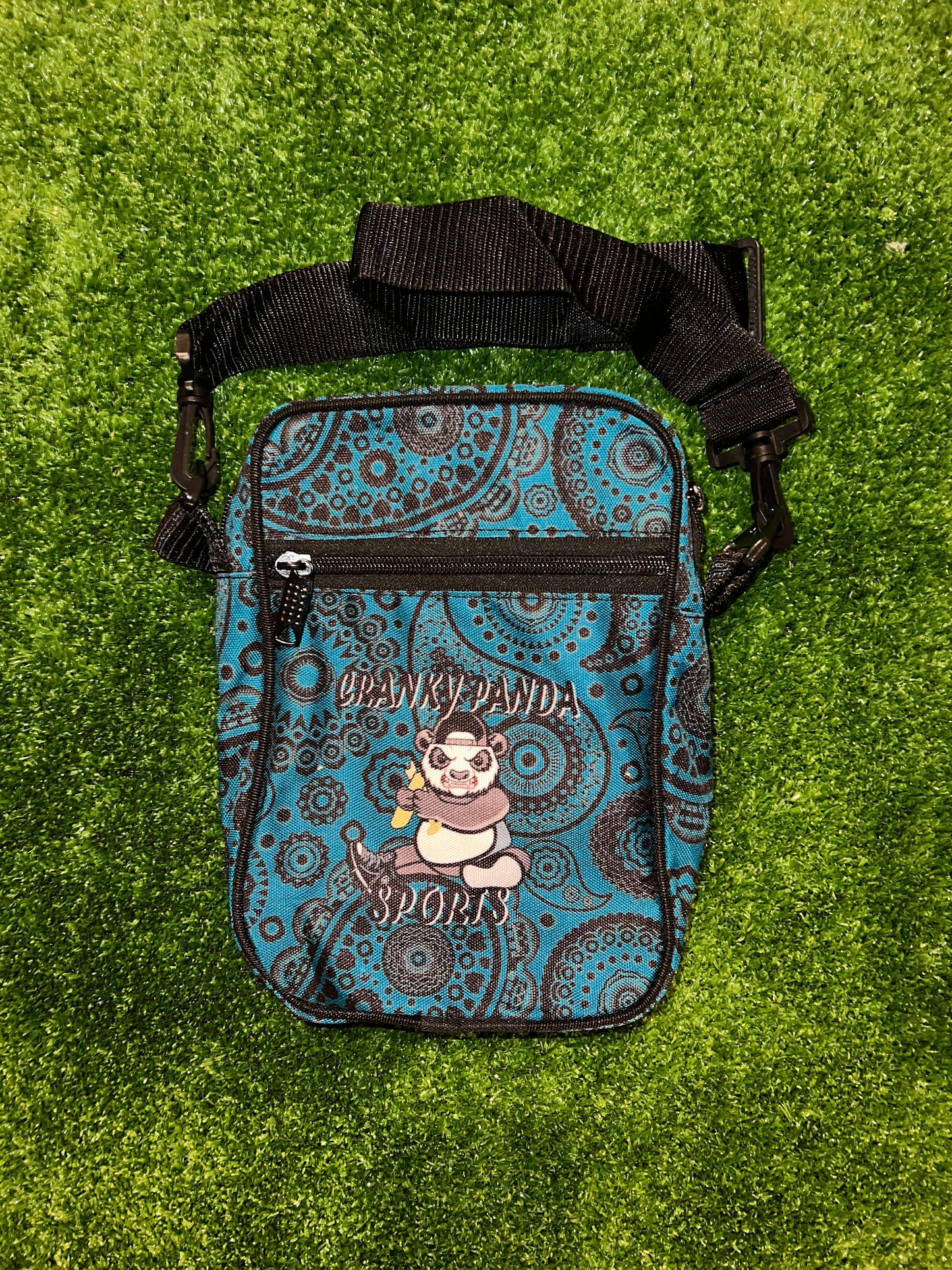 Black and Teal Paisley Sling Bag