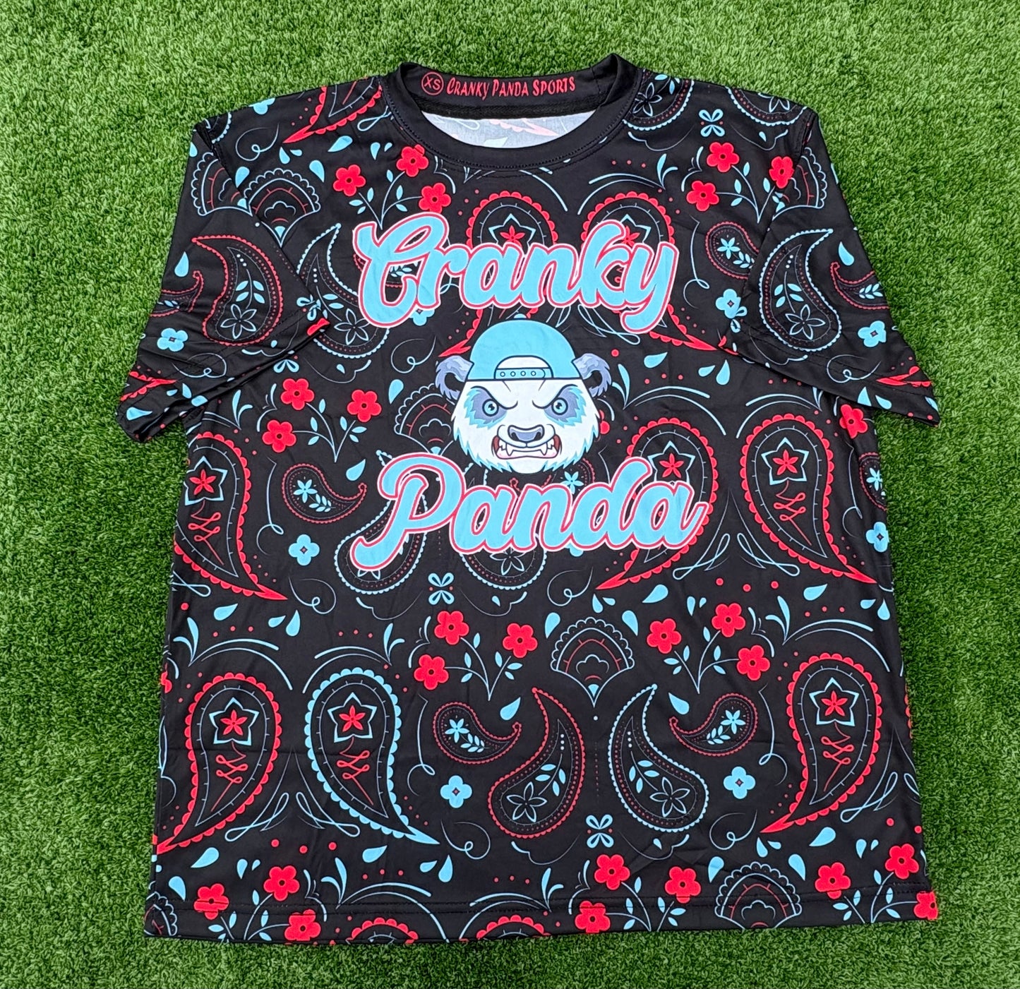 Tiffany Blue and Red Paisley Unisex Softball Jersey