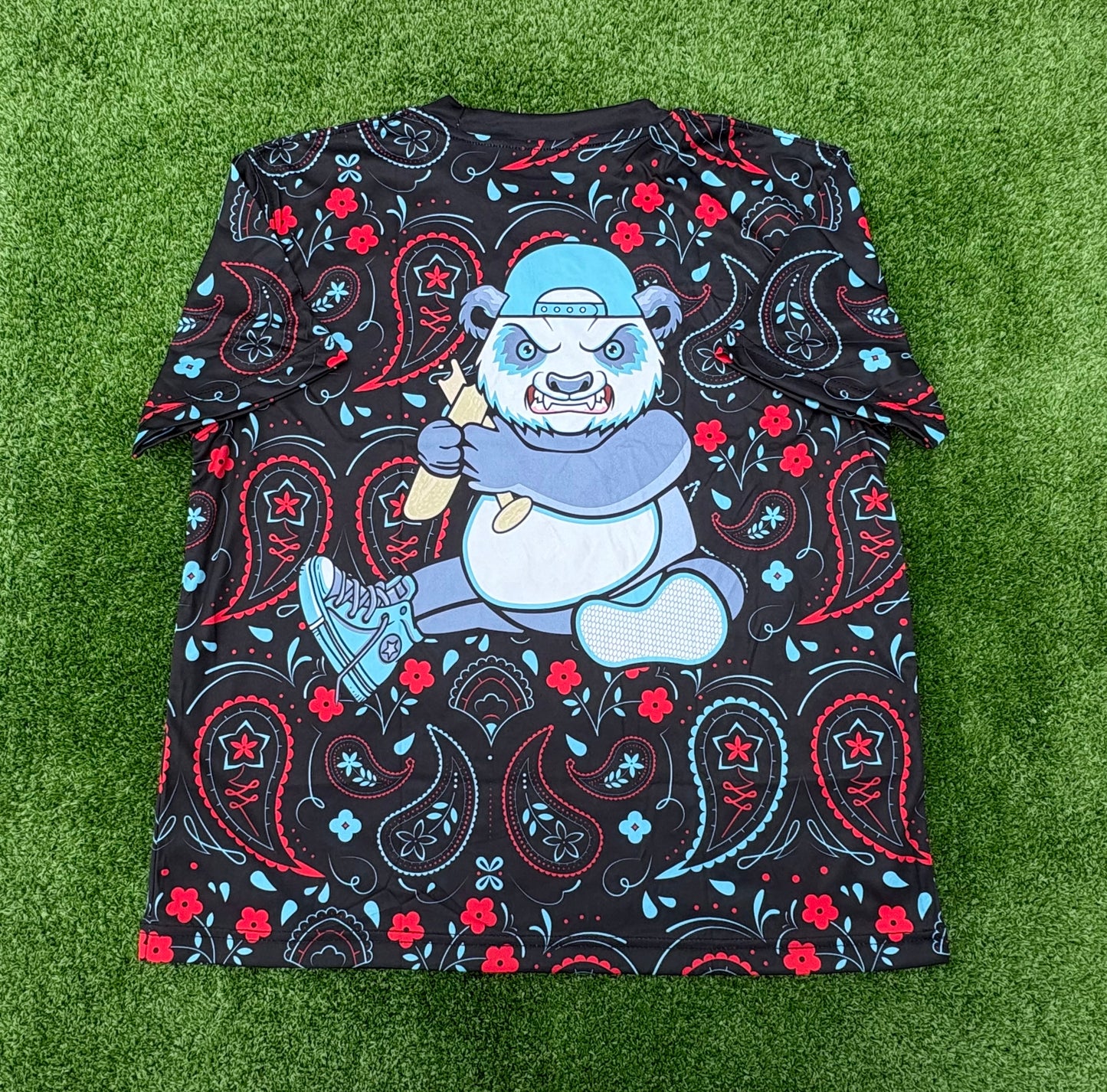 Tiffany Blue and Red Paisley Unisex Softball Jersey