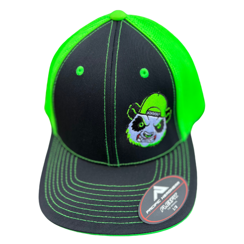 Black and Neon Green Fitted Hat