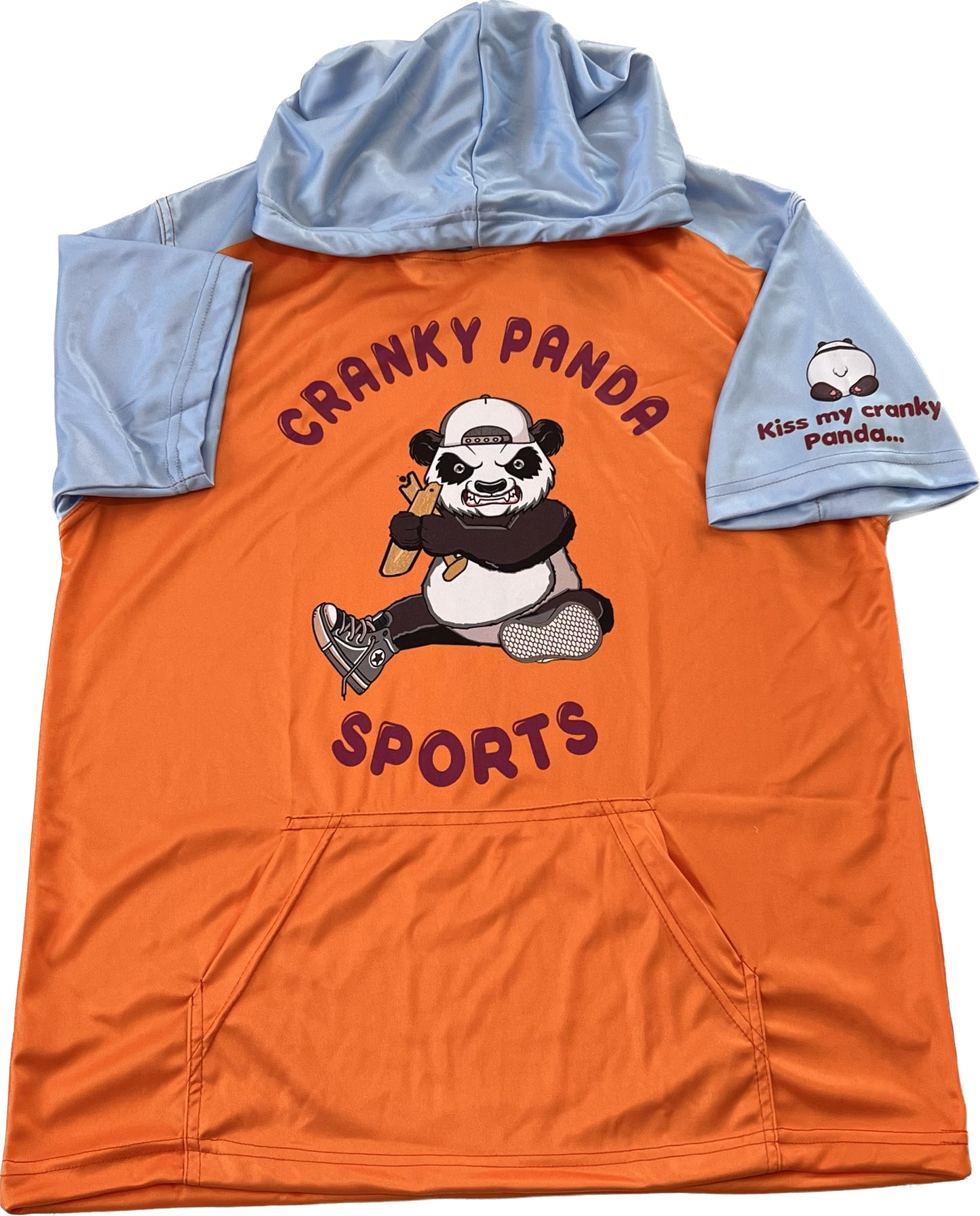 Orange and Baby Blue Short Sleeve Hoodie