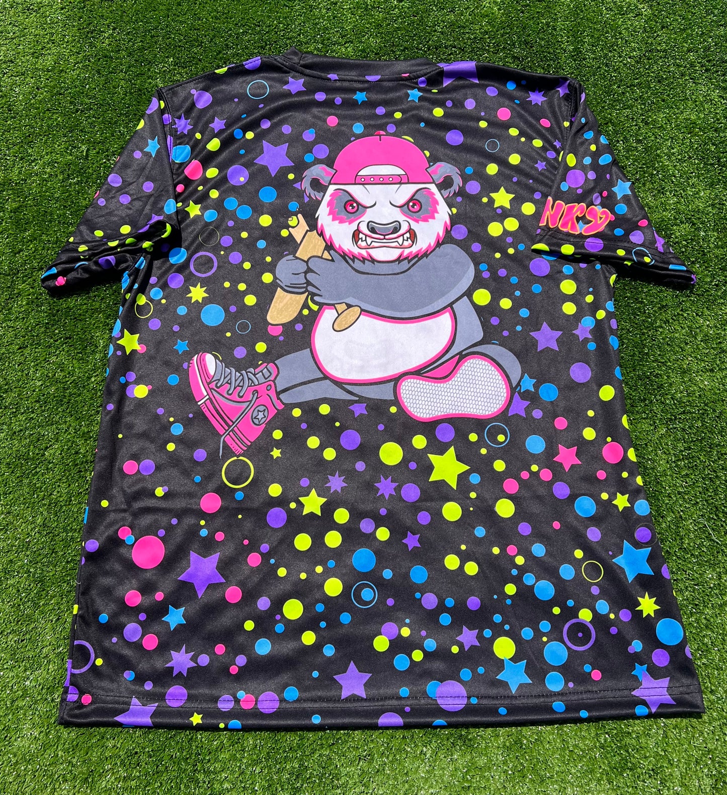 Black & Neon Cosmic Stars Unisex Softball Jersey