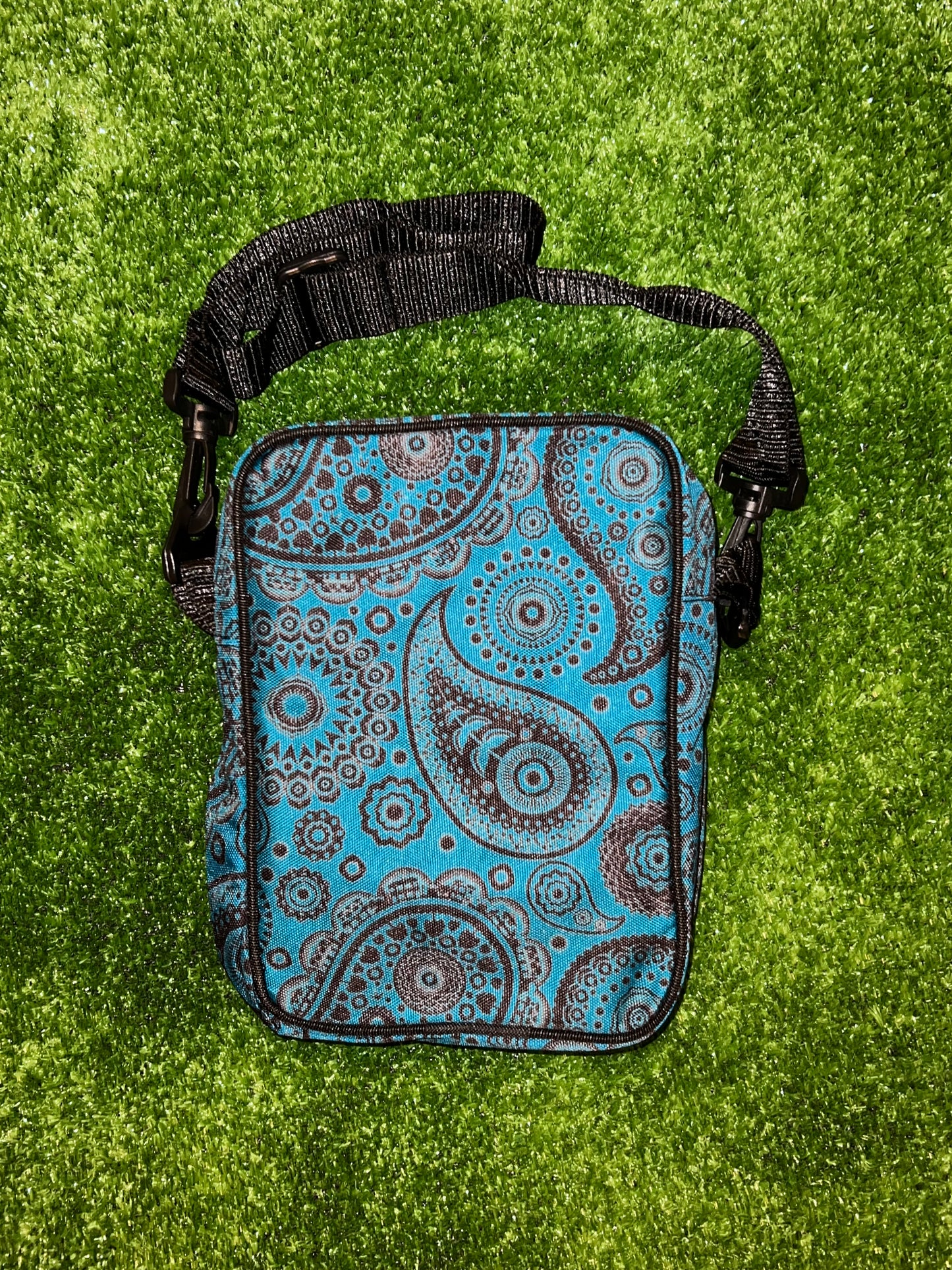Black and Teal Paisley Sling Bag