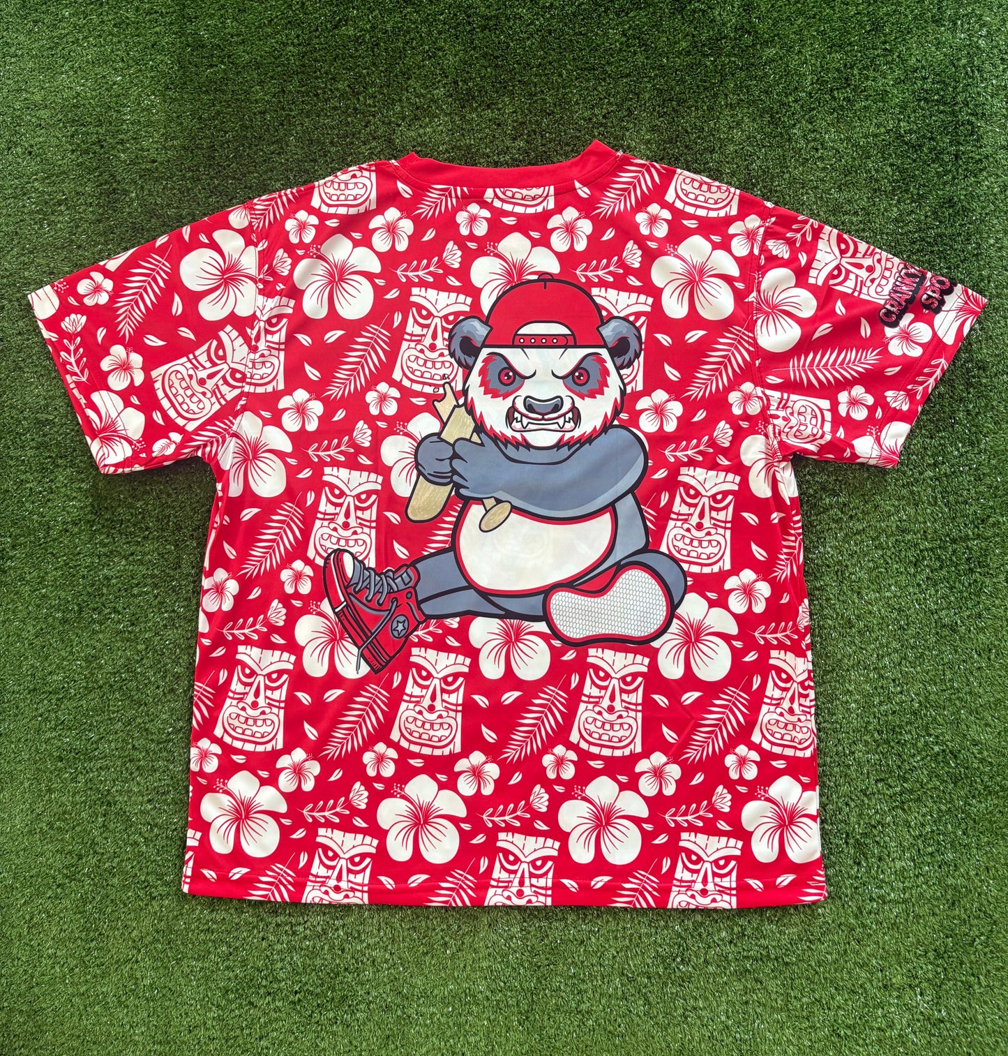 Red Tiki Beach style Unisex Softball Jersey