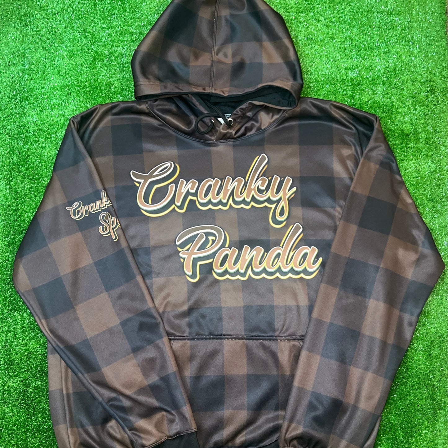Brown Plaid Unisex Fleece Hoodie