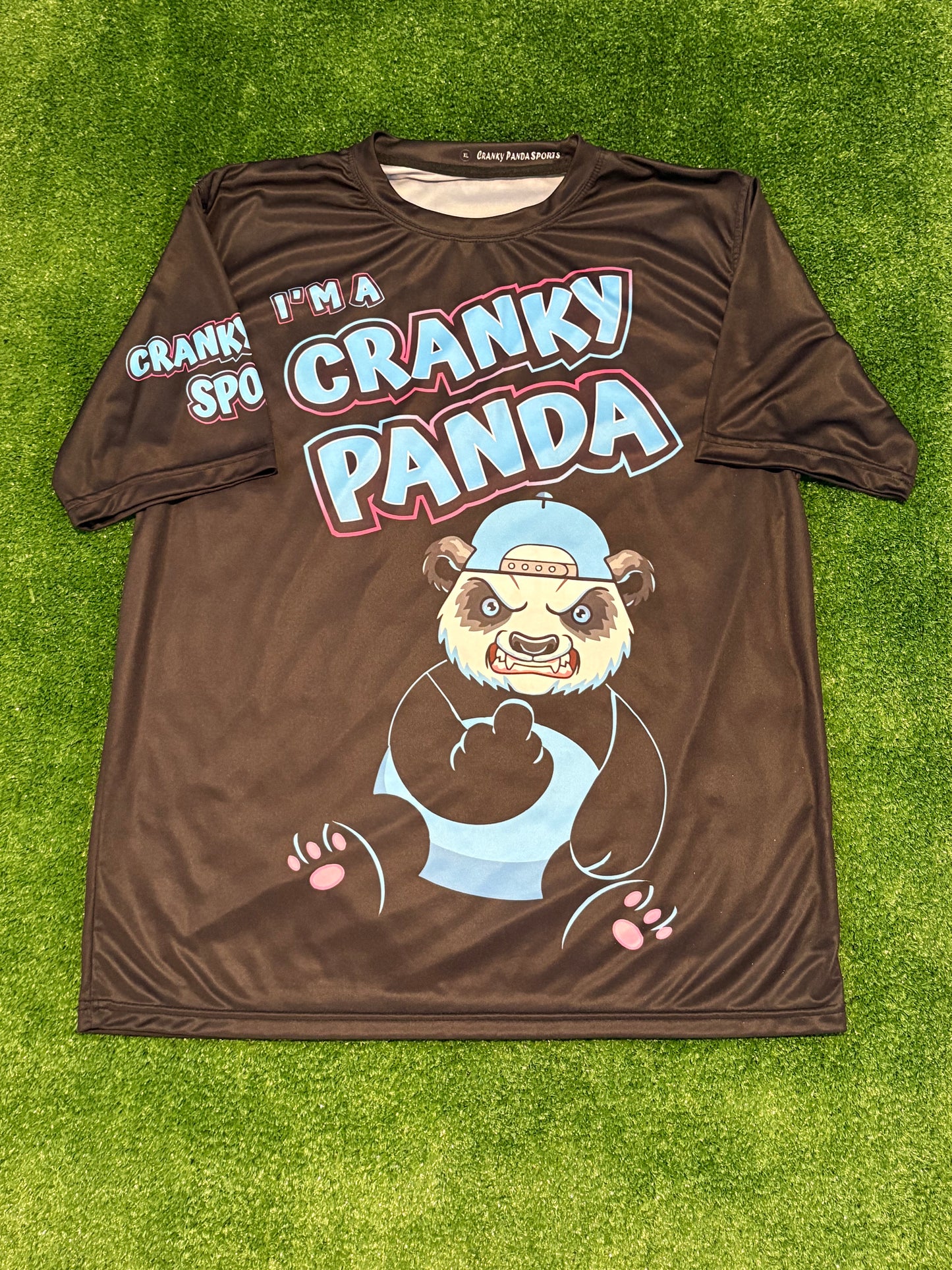 Black I’m a Cranky Panda Unisex Softball Jersey