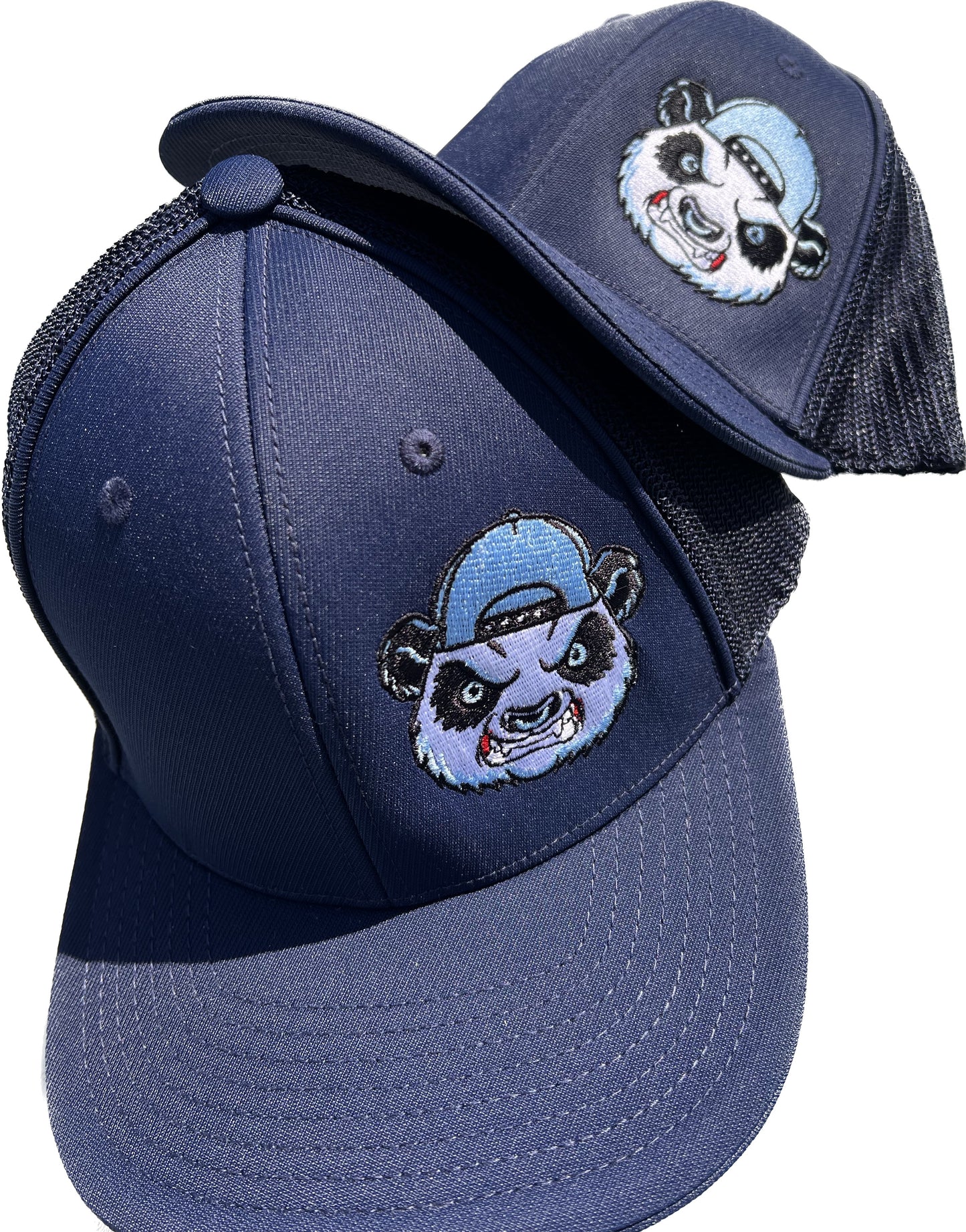 cranky panda sports navy blue fitted hat