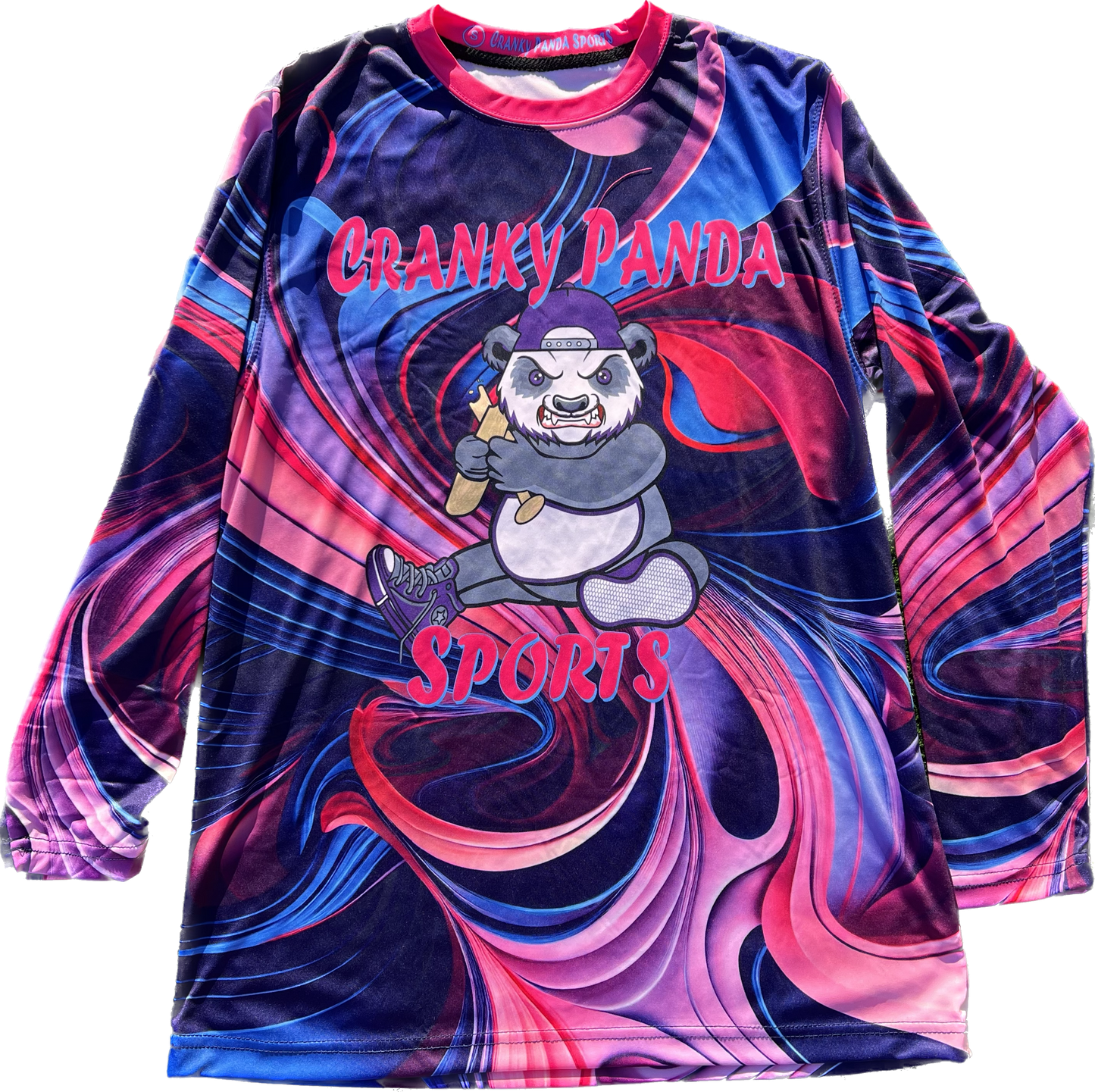 Pink & Blue Swirl Unisex Long Sleeve Jersey