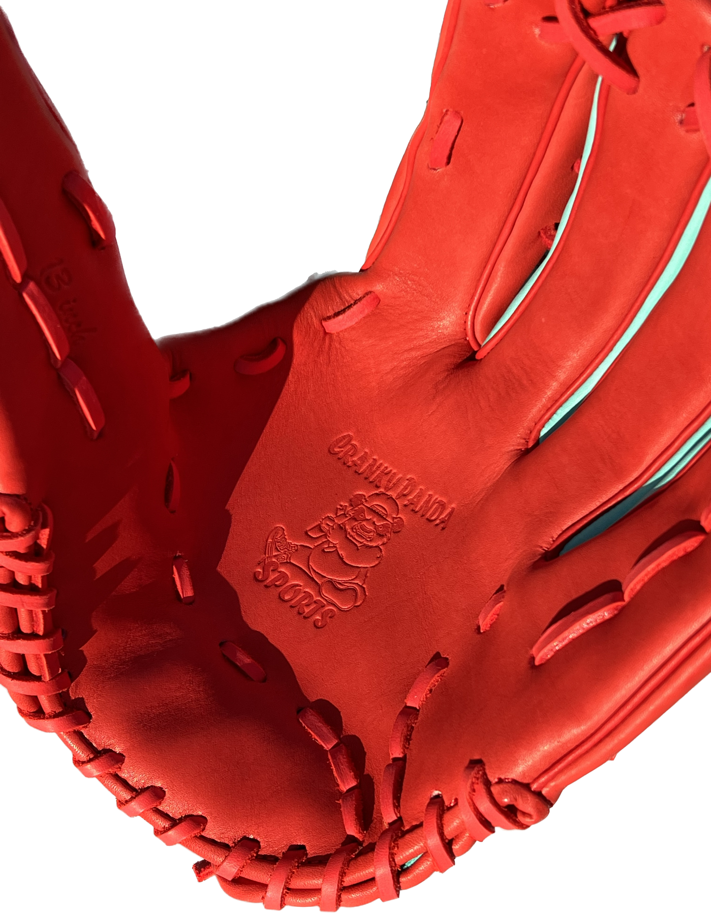 Mint and Red Fielding Glove H Web