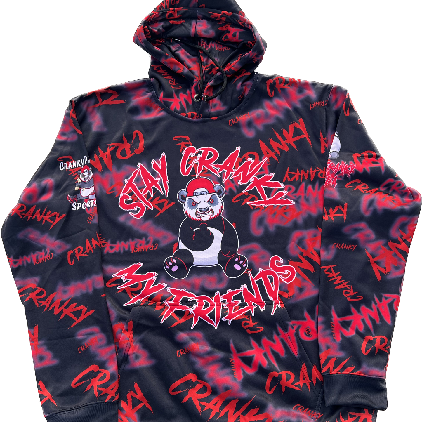 red and black stay cranky my friends fleece hoodie