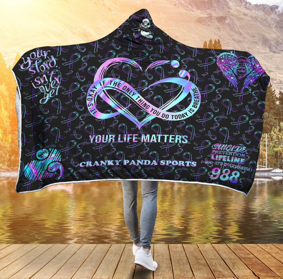 Suicide Awareness Ultra Soft Fleece Hooded Blanket