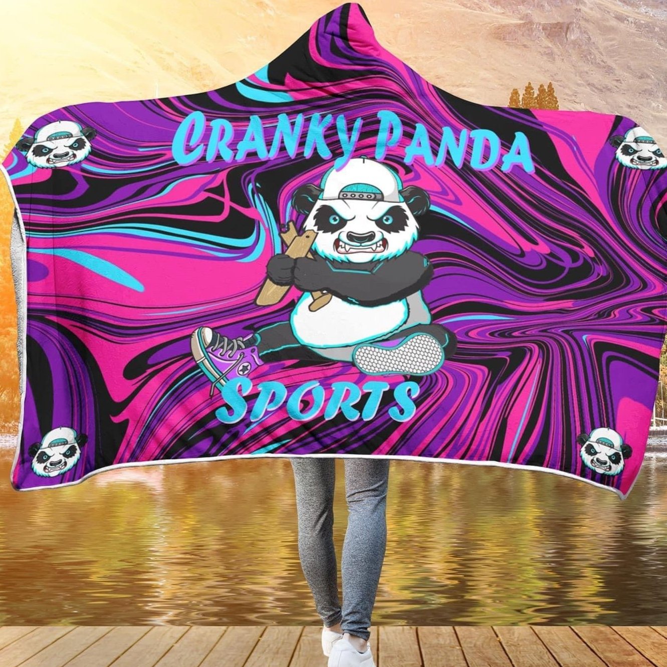 Pink & Blue Swirl Ultra Soft Fleece Hooded Blanket