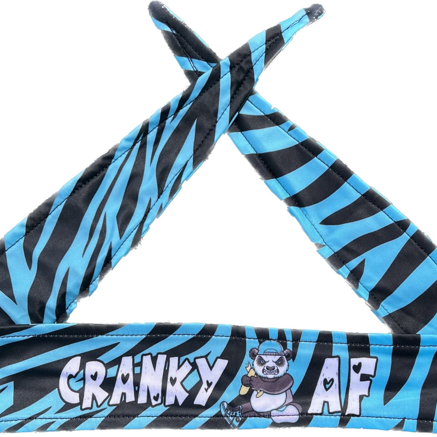 cranky panda sports unisex teal blue zebra headband