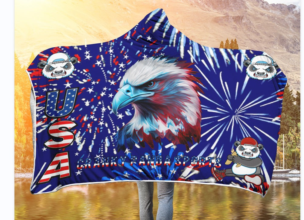 4th of July Starburst Ultra Soft Fleece Hooded Blanket