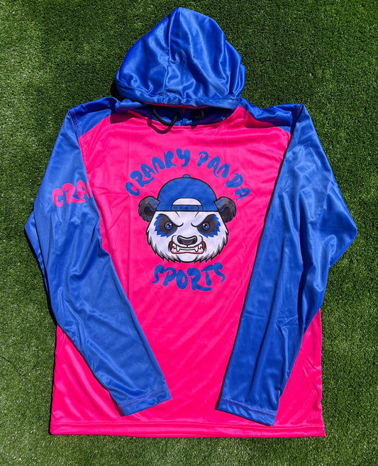 Hot Pink and Royal Blue Unisex Long Sleeve Hooded Jersey