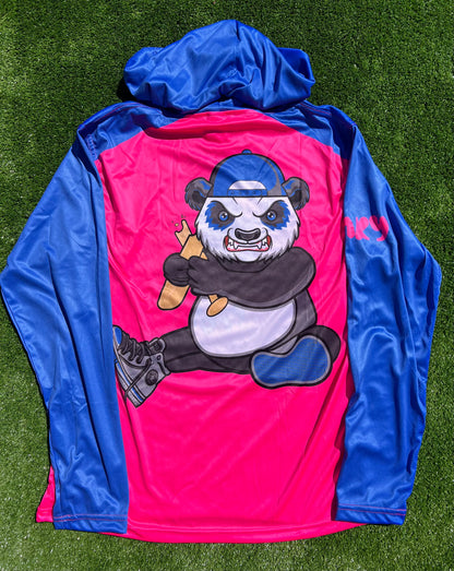 Hot Pink and Royal Blue Unisex Long Sleeve Hooded Jersey