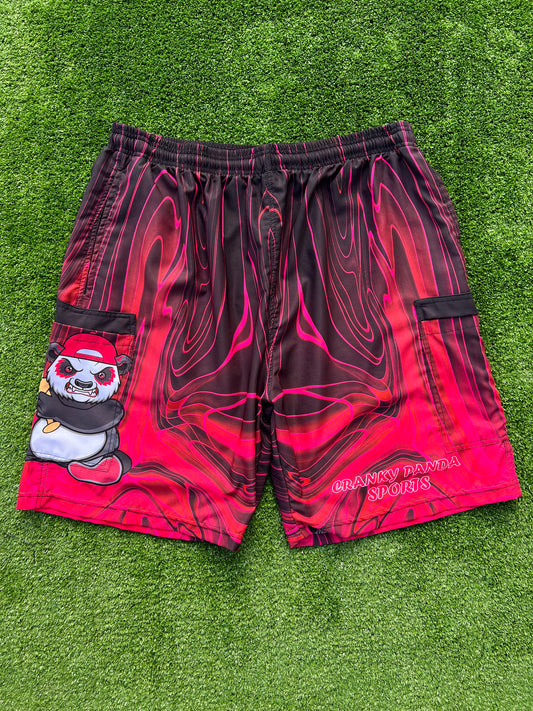 Red & Black Swirl Softball Shorts