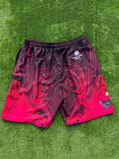 Red & Black Swirl Softball Shorts