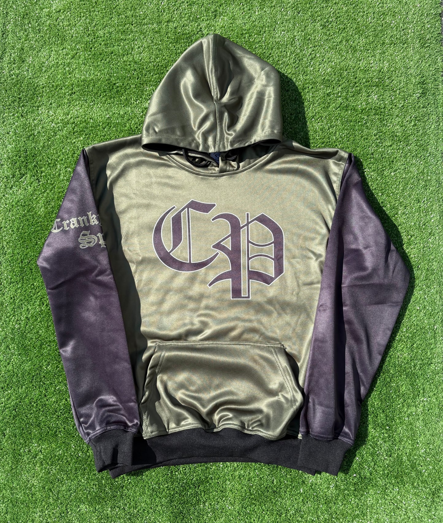 Olive Green CP Cranky Panda Unisex Fleece Hoodie