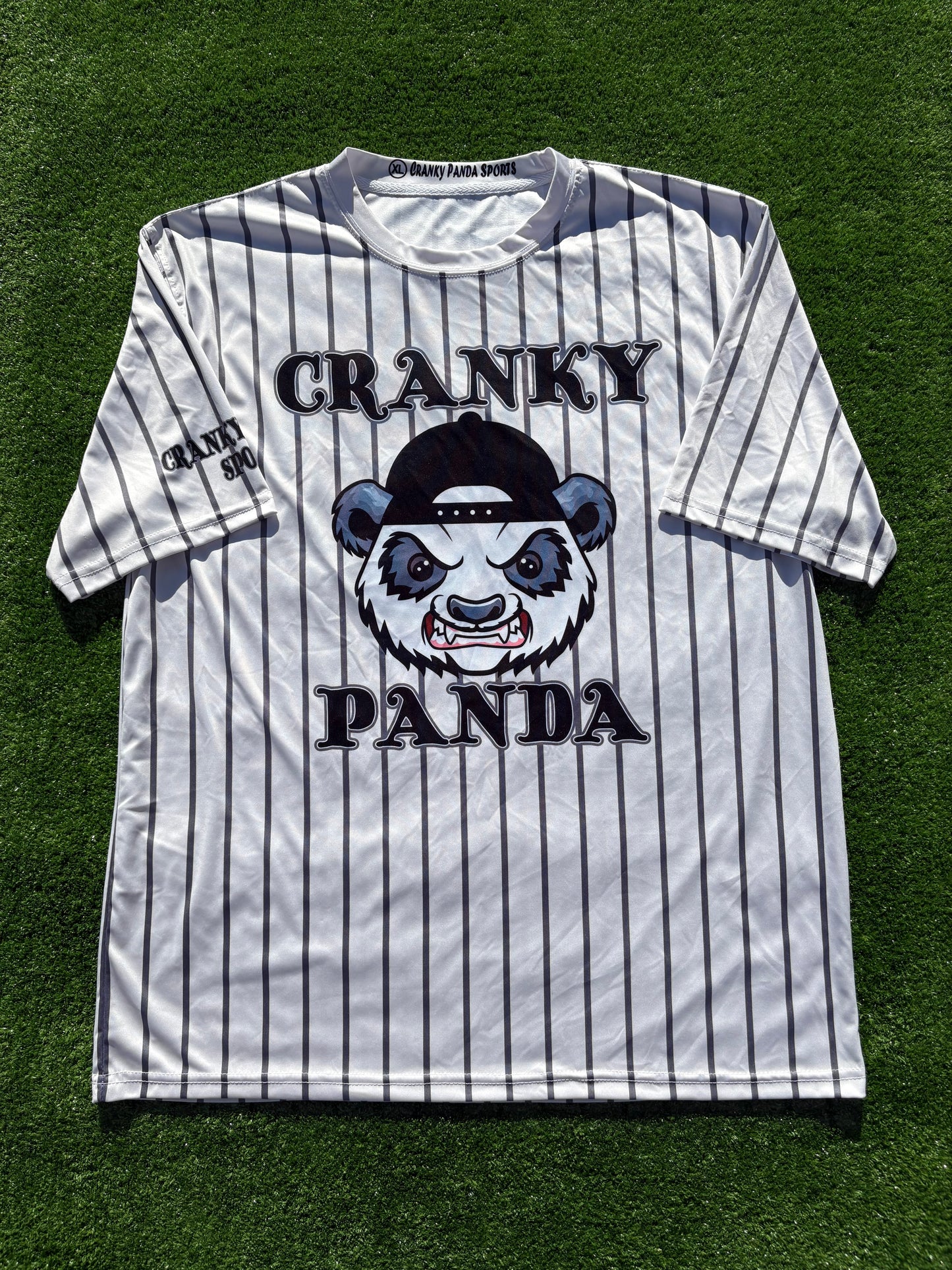White Pinstripe softball jersey