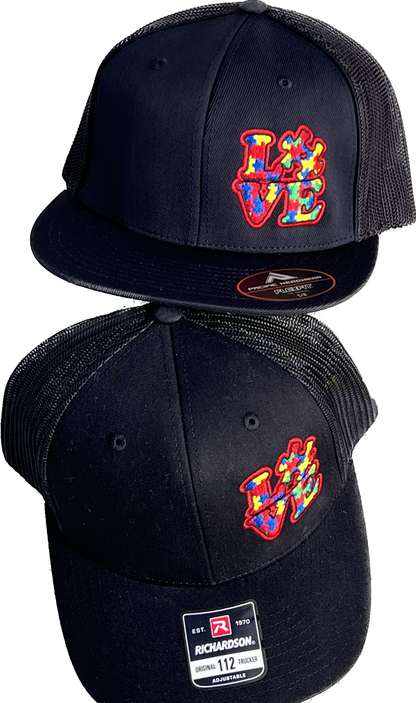 Black Autism Awareness Fitted Hat