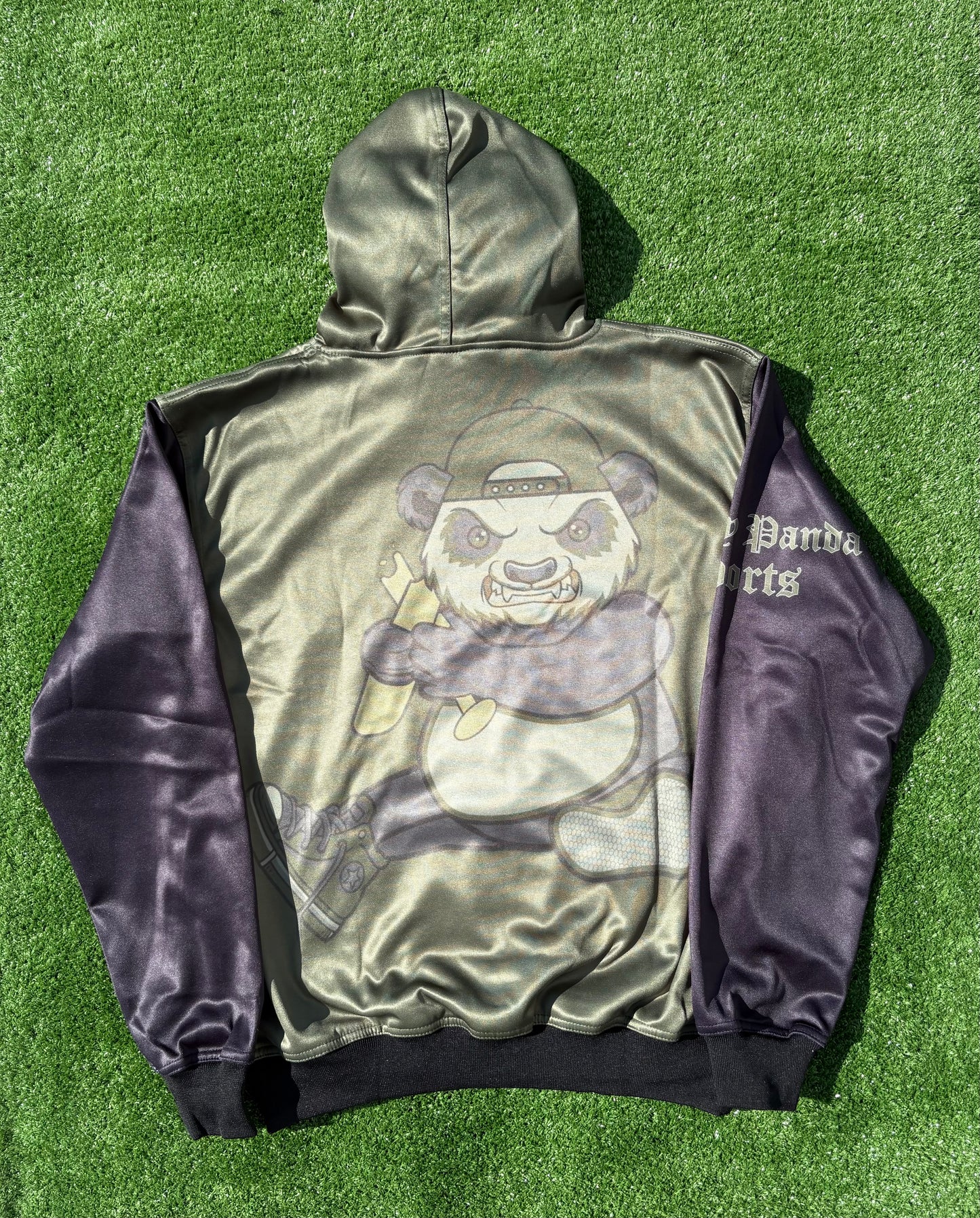 Olive Green CP Cranky Panda Unisex Fleece Hoodie