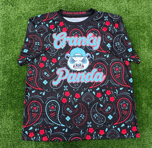Tiffany Blue and Red Paisley Unisex Softball Jersey