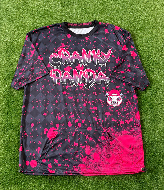 Hot Pink Graffit Splatter Unisex Softball Jersey (front pocket and toggle bottom)