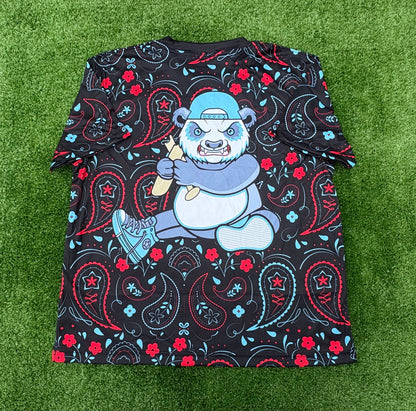 Tiffany Blue and Red Paisley Unisex Softball Jersey