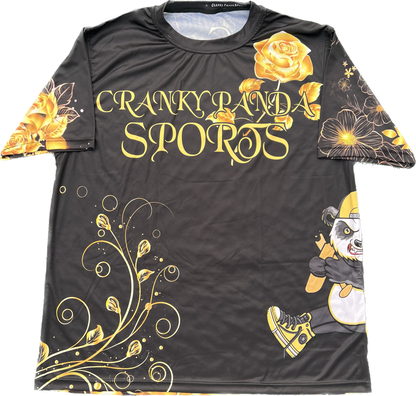 Black and Gold Flower Unisex Softball Jersey