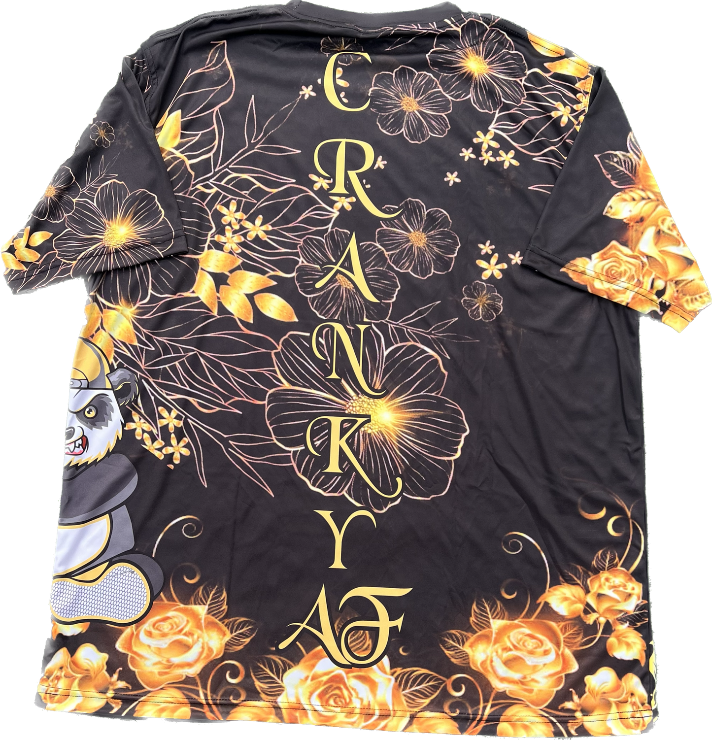 Black and Gold Flower Unisex Softball Jersey