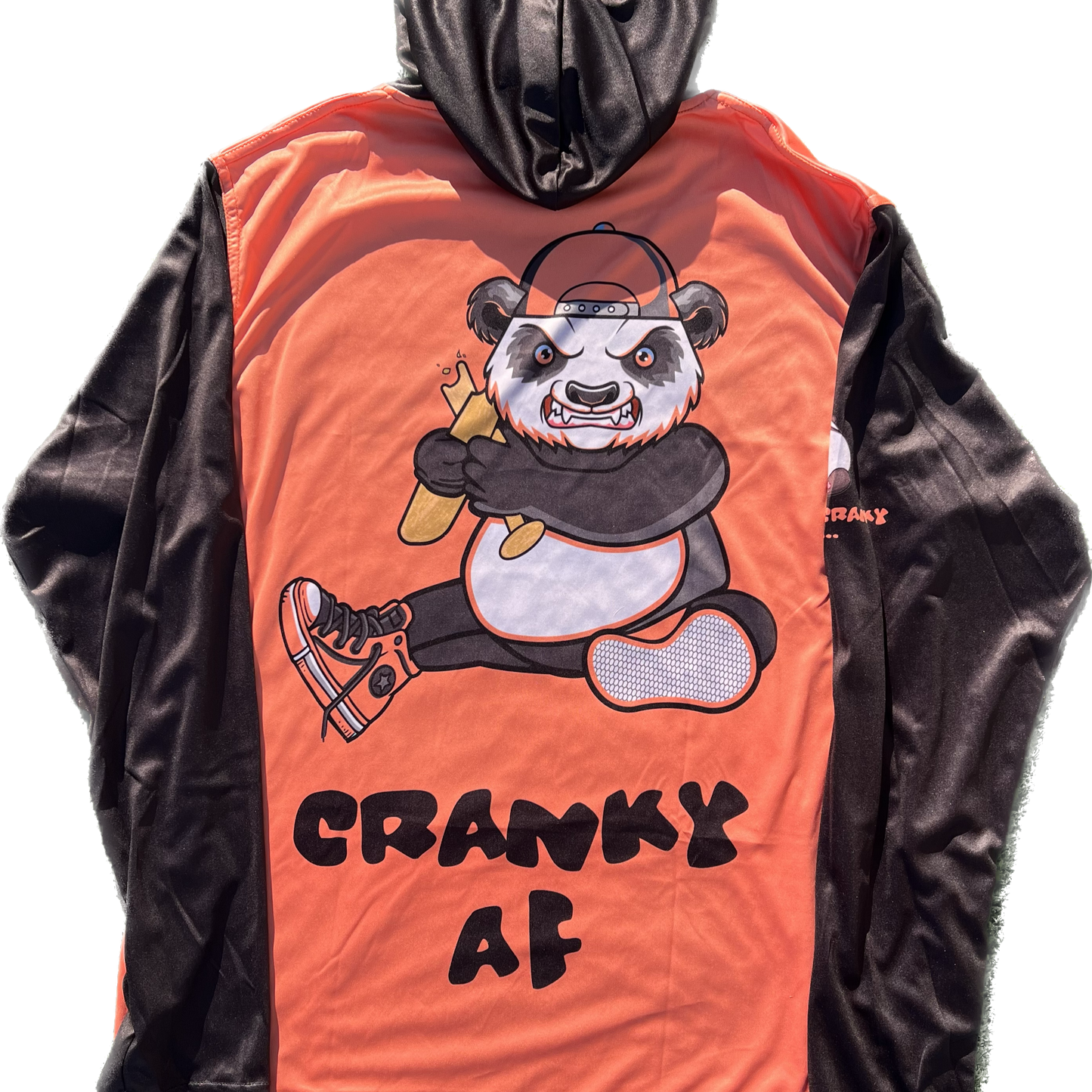 Peach and Black Unisex Long Sleeve Jersey with Hood