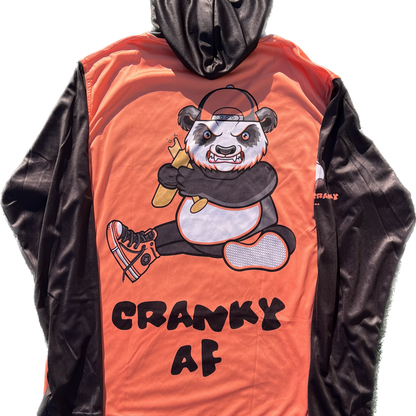 Peach and Black Unisex Long Sleeve Jersey with Hood