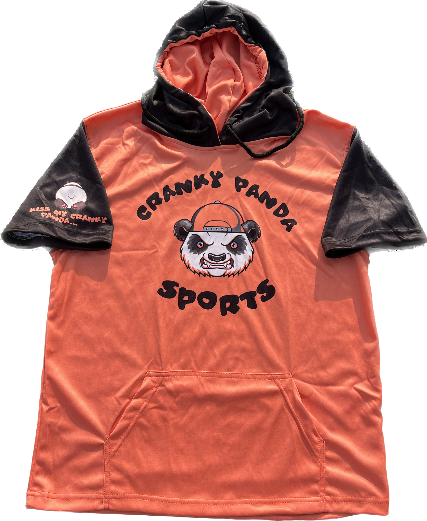 Peach and Black Short Sleeve Hoodie