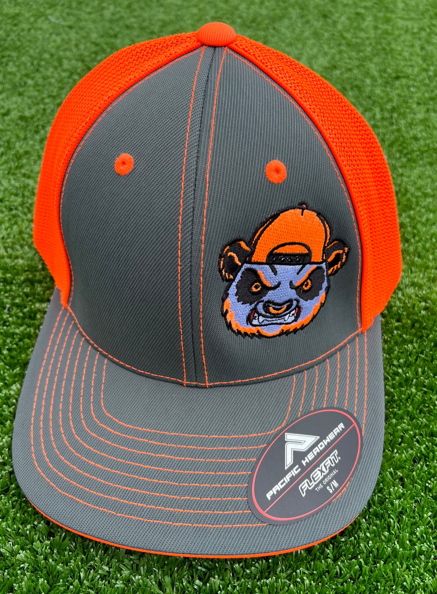 Gray and Neon Orange Fitted Hat