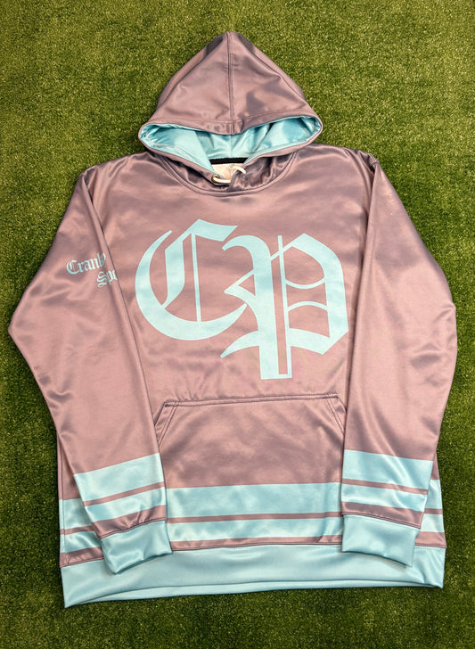Grey/ Tiffany Blue CP Cranky Panda Unisex Fleece Hoodie