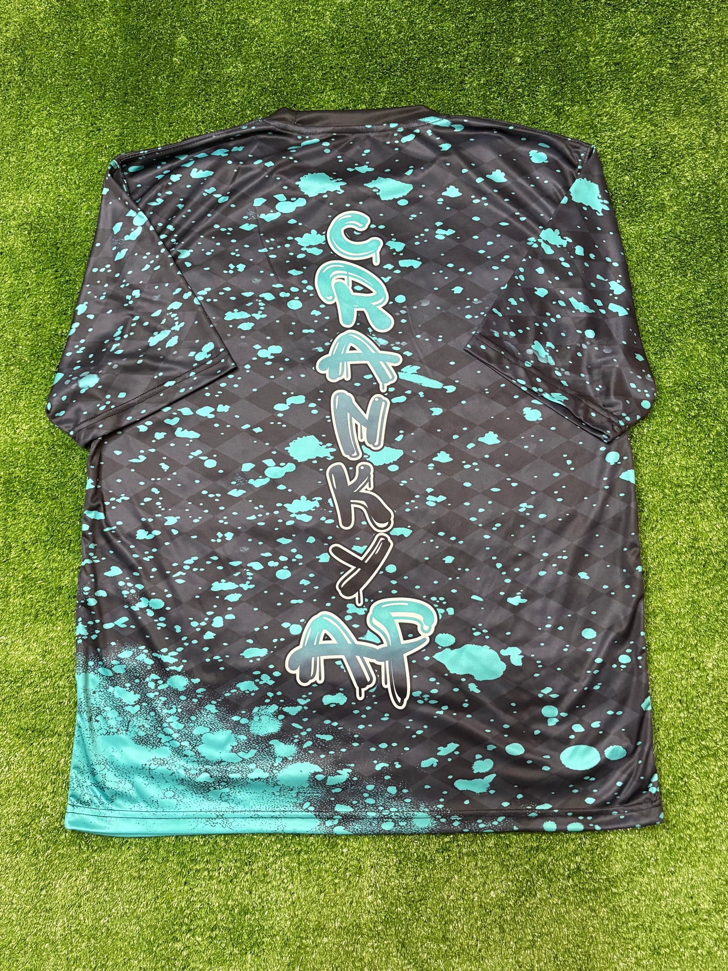 Graffiti  Black and Teal paint splatter Cosmic Unisex Softball Jersey