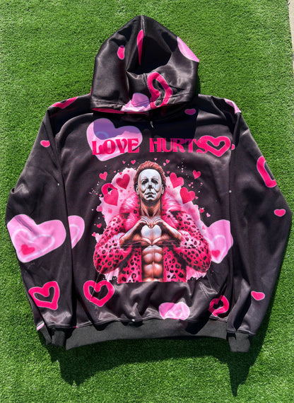 Black Love Hurts Michael Myers fleece Halloween Unisex Fleece Hoodie