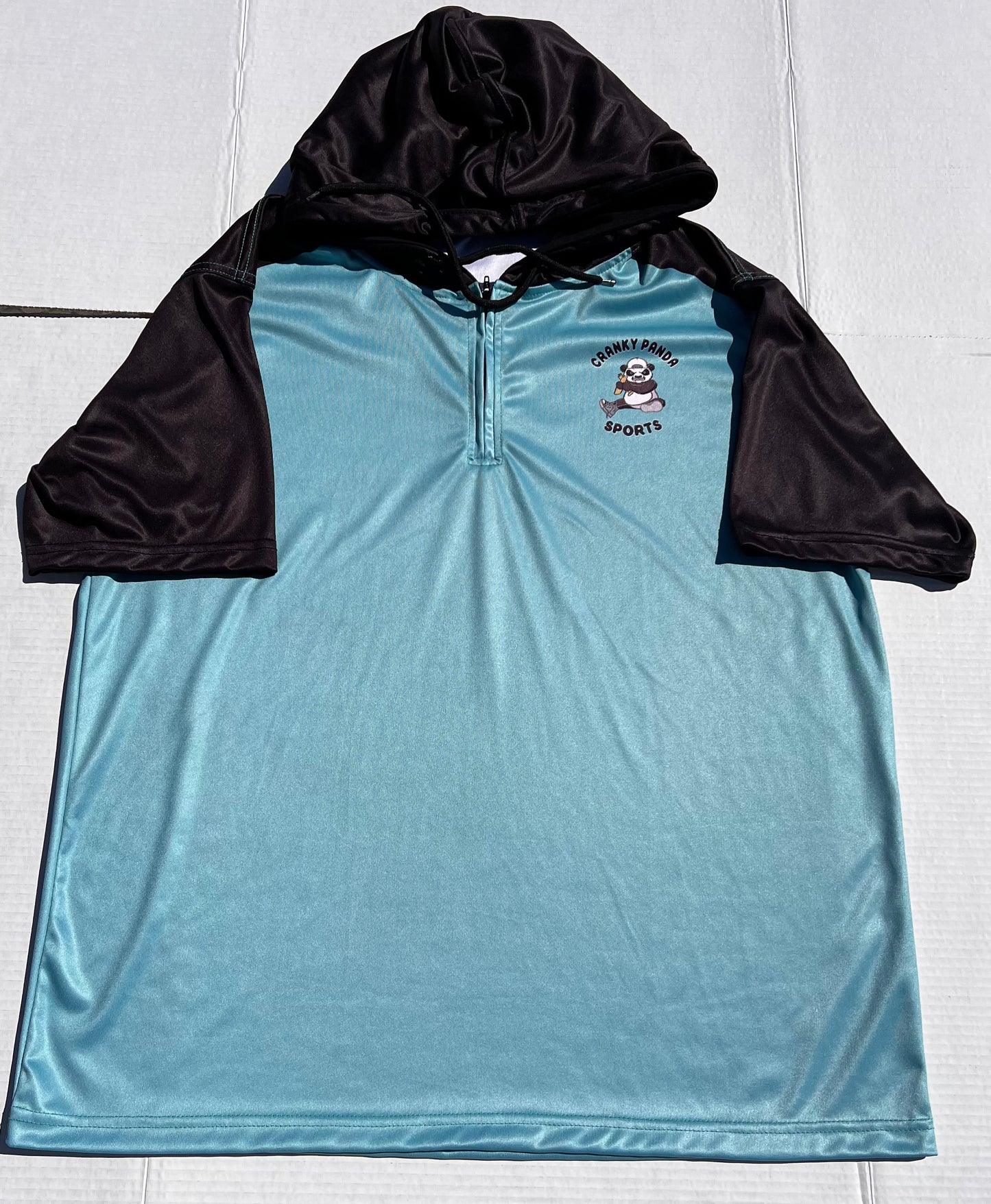 Robins Egg Blue and Black Short Sleeve Hoodie