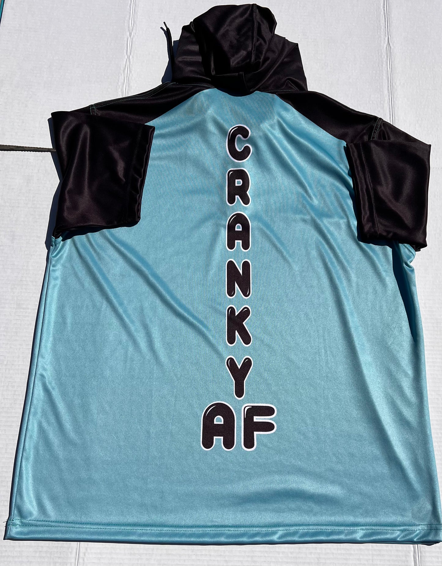 Robins Egg Blue and Black Short Sleeve Hoodie