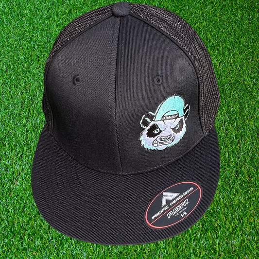 Black with Aqua Panda Fitted Hat